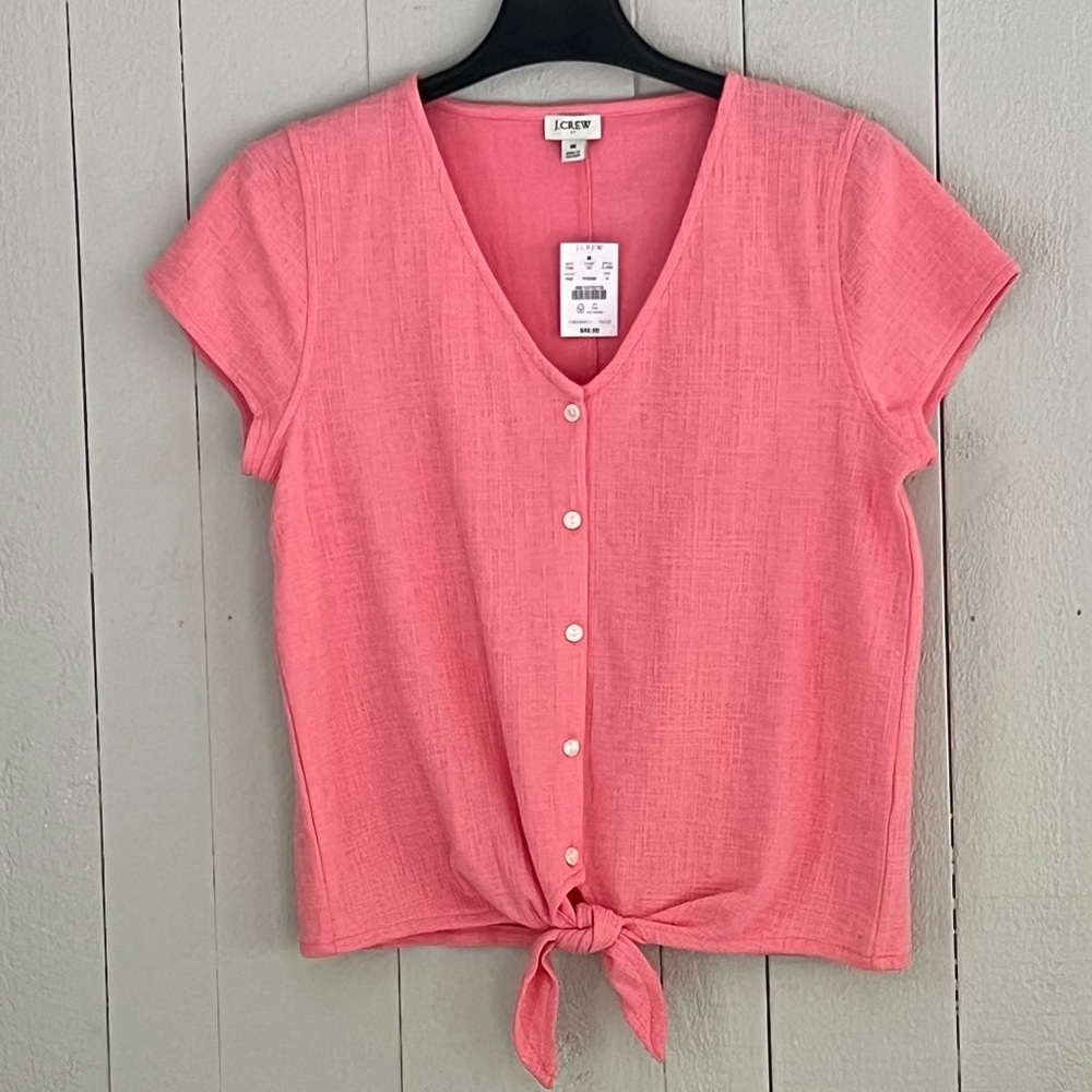 J. Crew Tie Front Cap Sleeve Top NWT Medium